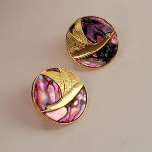 Signed Duri Mother of Pearl and Goldtone Geese in Flight